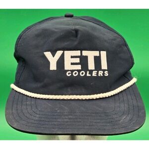 Yeti Cooler Hat Trucker Cap Navy Blue Rope Brim Snapback Adjustable Advertising